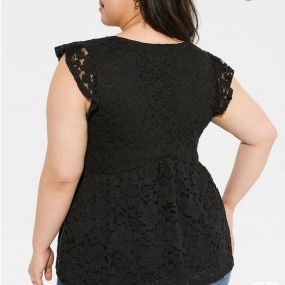 Stretch Lace V-Neck Ruffle Babydoll - Picture 3 of 6